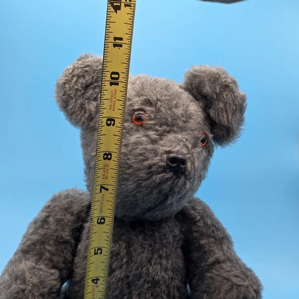 Vintage Jointed Teddy Bear Stuffed Animal Orange Eyes